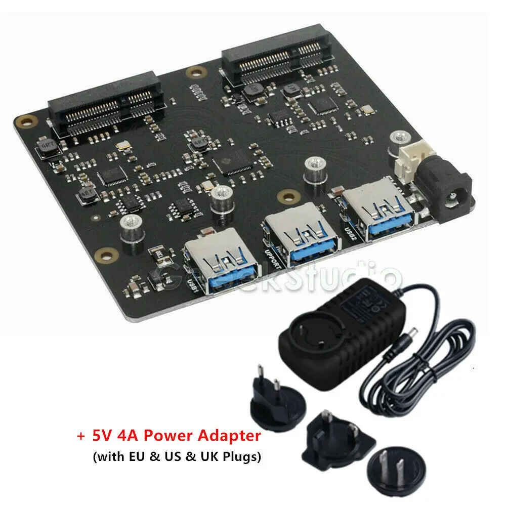  X852 Dual MSATA SSD Schild USB 3.0 Modul Expansion Board Netzteil für Raspberry Pi 1 Modell B +/2 b