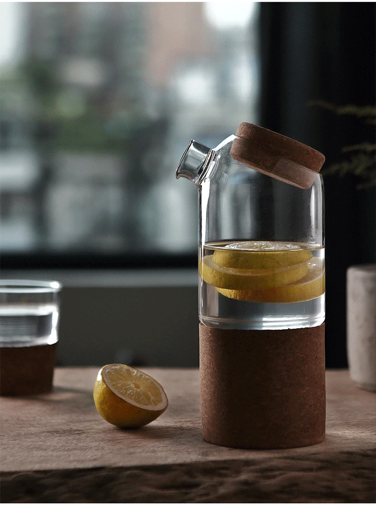 700 мл креативный боросиликатный стеклянный чайник Теплоизоляция чайник Прозрачный большой чайник с Пробковой Крышкой для сока Воды Бытовой