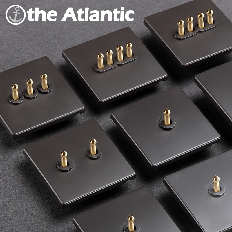 Interruptor de Alavanca Retro Cinza Escuro Alavanca de Bronze Interruptor de Luz Gang Way Wall Power Switch Moldura de Plástico Fosco Lâmpada