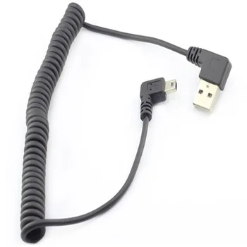 

2-port 90 degree right angled mini B USB 2.0 A male spring data power cable for vehicle navigation Car Driving Recorder Camera