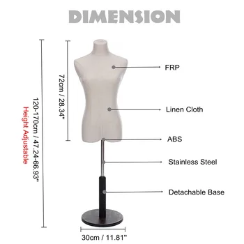 

New Linen Cloth Well-crafted Dress Cloth Mannequin Demountable Support Mannequin Model Stand Accessories for Garment Display Tai