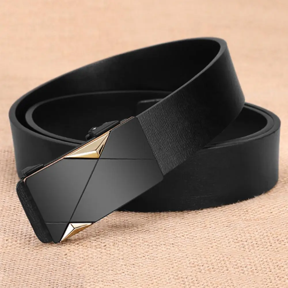 Black GoldBuckle FAJARINA Мужская Мода Стиль из натуральной кожи автоматические Ремни для Для мужчин Повседневное Ремни Для мужчин s дизайн Производитель 33 мм Ширина WYKFJ06 - Цвет: Black GoldBuckle