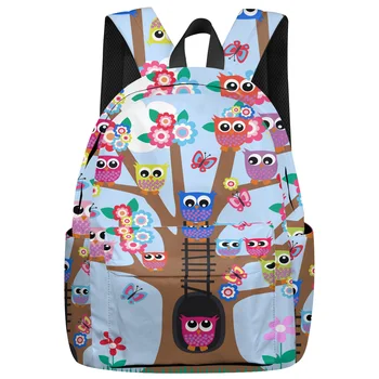 

Cartoon Colorful Owl Tree Backpack College Students Laptop Backpack Book Bag Casual School Bag