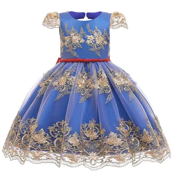 

Flower Beads Girl Dress for Girls Tutu Kids Clothing Elegant Lace Embroidery Girls Dresses for Children Princess Party Custumes