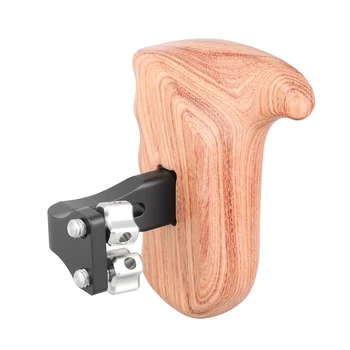 

HDRIG Wooden Handgrip with Invertible 1/4" Thumbscrew Aluminum Alloy Connection Right Side for DSLR Camera Cage Rig Kit