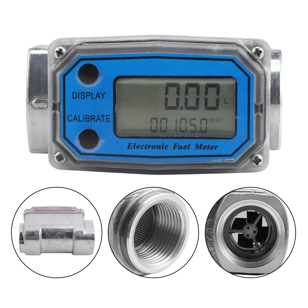 

LLW-25 LCD Digital Flow Meter Turbine Flowmeter Diesel Fuel Flow Meter 10-120L For Chemicals Water Sea Adjust Liquid Flow Meter