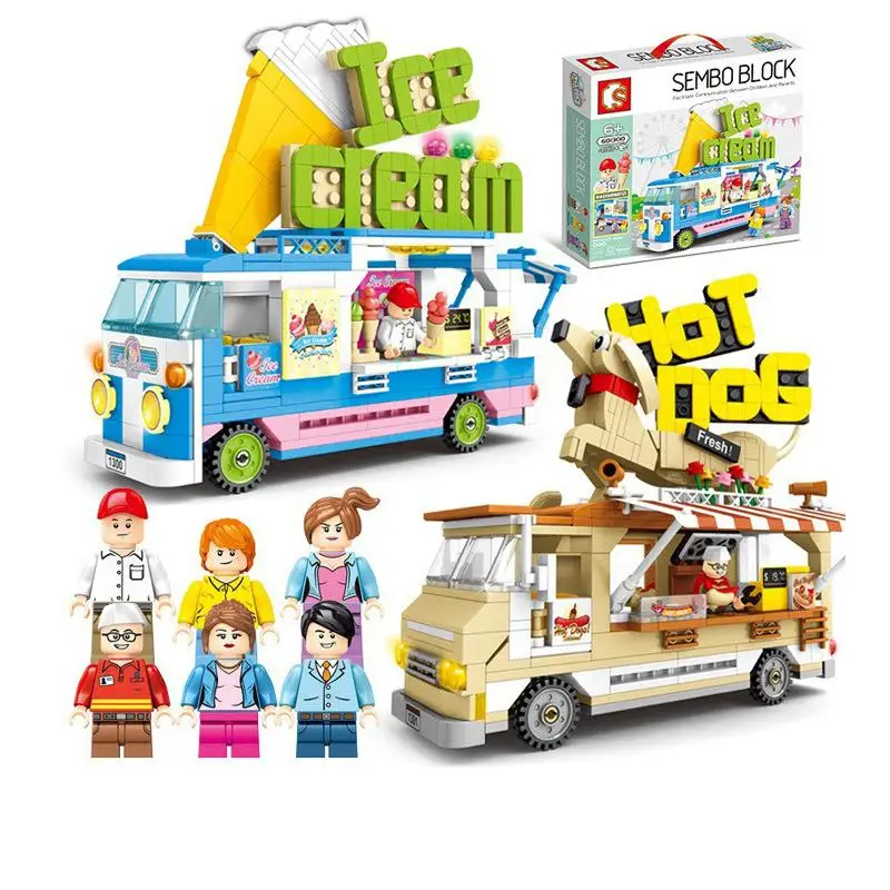 

601300 Classic Street View Series Ice Cream Sales Pushcart GIRL'S And BOY'S Children'S Educational Assembled Building no box