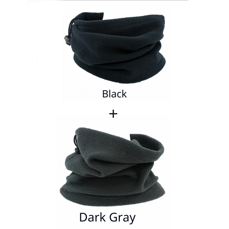 Black and Dark grey 1 шт., 3 в 1, шапки унисекс, лыжный снуд, шарф для женщин и мужчин, теплый флисовый шарф, снуд для шеи, теплая маска для лица, зима, весна - Цвет: Black and Dark grey