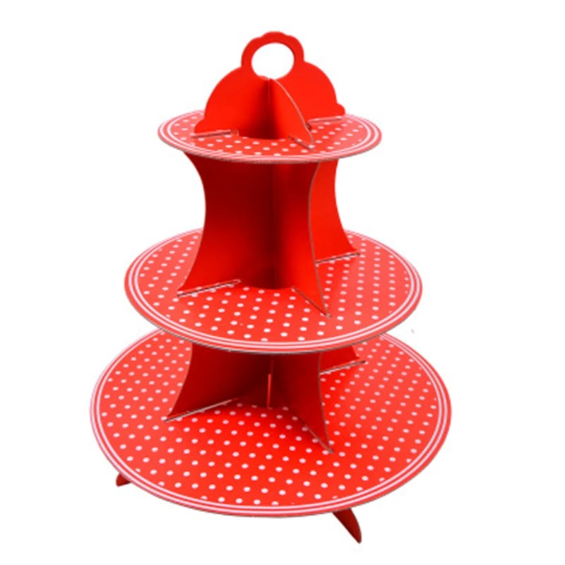 

1pc wedding three-tier cake rack thick foldable paper cake rack foldable multi-layer tray happy birthday party supplies
