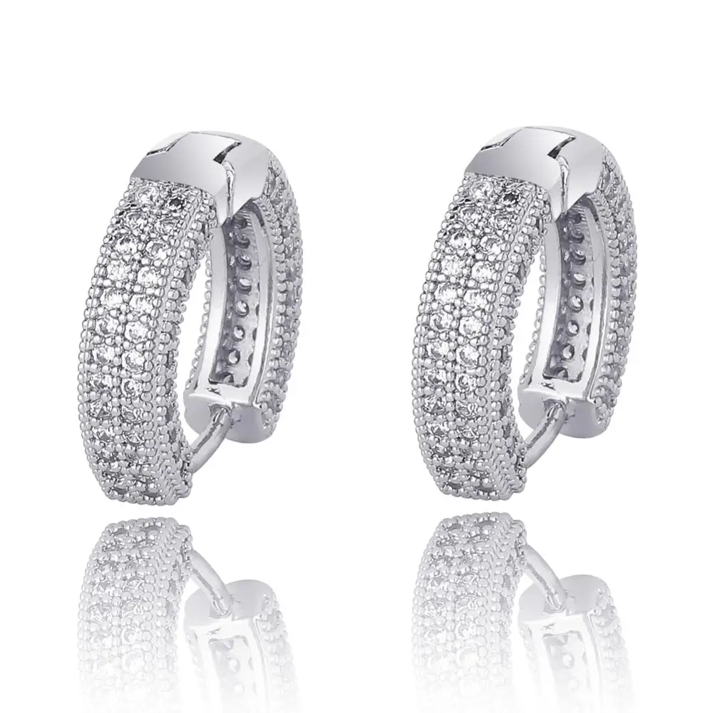 GUCY хип хоп рок мужские женские ювелирные изделия золото/серебро Цвет Bling полностью Iced CZ huggie Hoop Серьги - Окраска металла: Silver