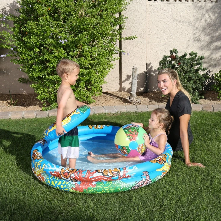 Диаметр 122 см 1-2 детский портативный садовый надувной игровой бассейн с плавающим кольцом и пляжным мячом семейный мяч бассейн