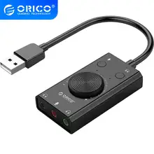 Внешняя звуковая карта ORICO, 3,5 мм, USB, с регулировкой громкости Внешняя звуковая карта ORICO, 3,5 мм, USB, с регулировкой громкости