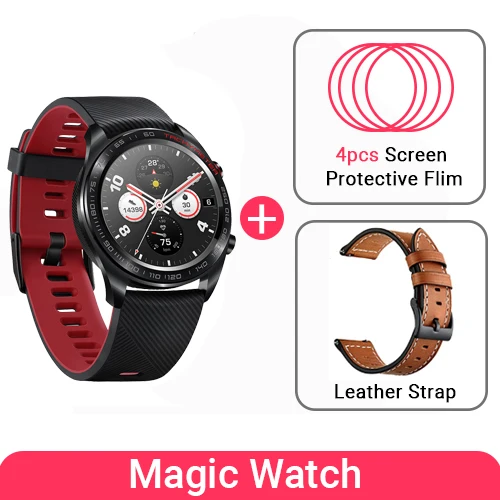 Huawei Honor Watch Magic SmartWatch NFC gps 5ATM водонепроницаемый трекер сердечного ритма трекер сна 7 дней напоминание о сообщениях - Цвет: Black n Films Strap2