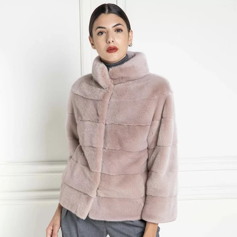 Tatyana Furclub100% настоящий натуральный мех пальто женский стоячий воротник Женская норковая шуба Новое поступление зимняя повседневная теплая куртка