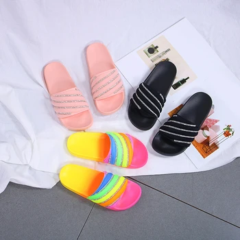 

New Summer Comfortable Sequins Flat Bottom Women Slippers Fashionable Wild High Quality Outdoor Plus Size Beach Women's Slippers