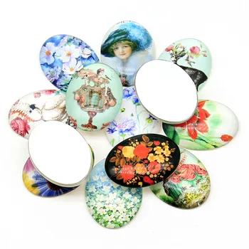 

WYSIWYG 10pcs Random Mix Styles 30x40mm Oval Glass Cabochon Jewelry Findings Diy Accessories DIY Handmade Craft