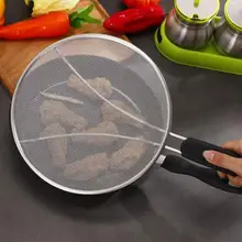 Splash net ultra-fino malha splatter tela frigideira graxa guarda escudo de aço inoxidável com alça para a maioria dos potes
