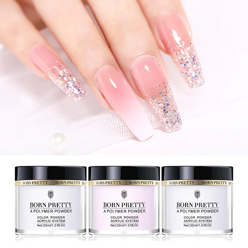

BORN PRETTY 30ml Acrylic Powder Pink White Clear Nail Tips Extension French Nail Polymer Powder Nail Art Decorations