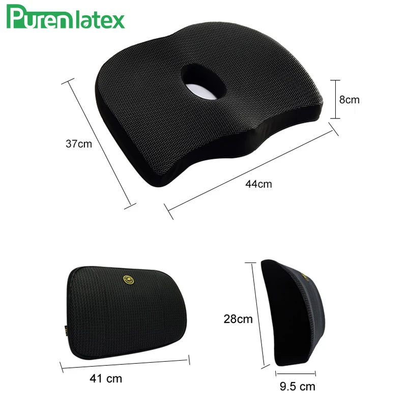 PurenLatex Набор подушек из пены с эффектом памяти, ортопедическая прокладка, копчик, Комфортный коврик, геморроя, лечение, радикулит, подушка под давлением