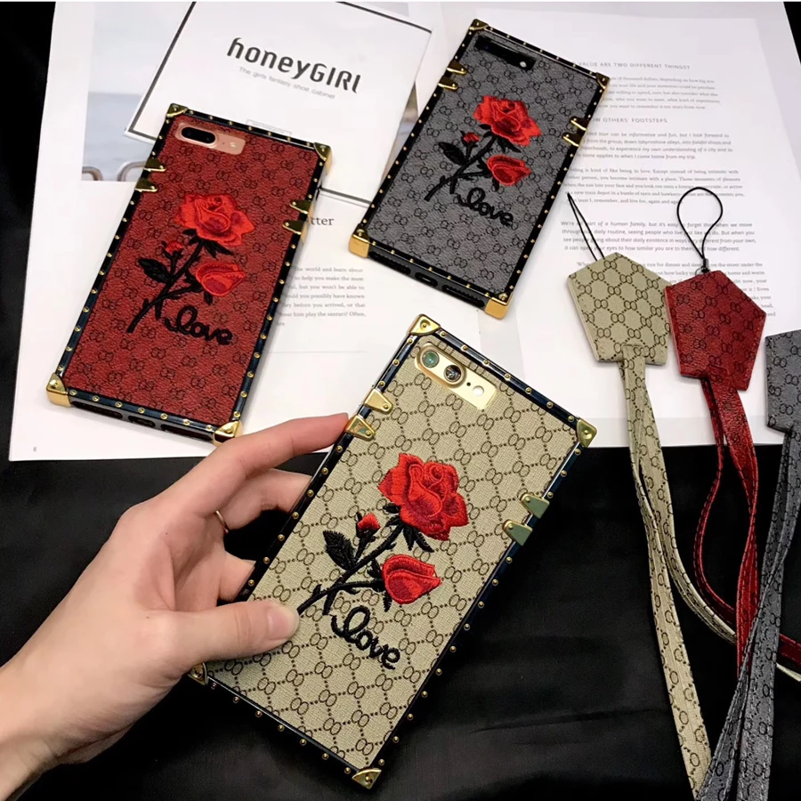 

phone accessories for iphone xr 6 6s 7 8plus 11 11pro cases funda iphones xs max anti falling Rose Embroidery cover