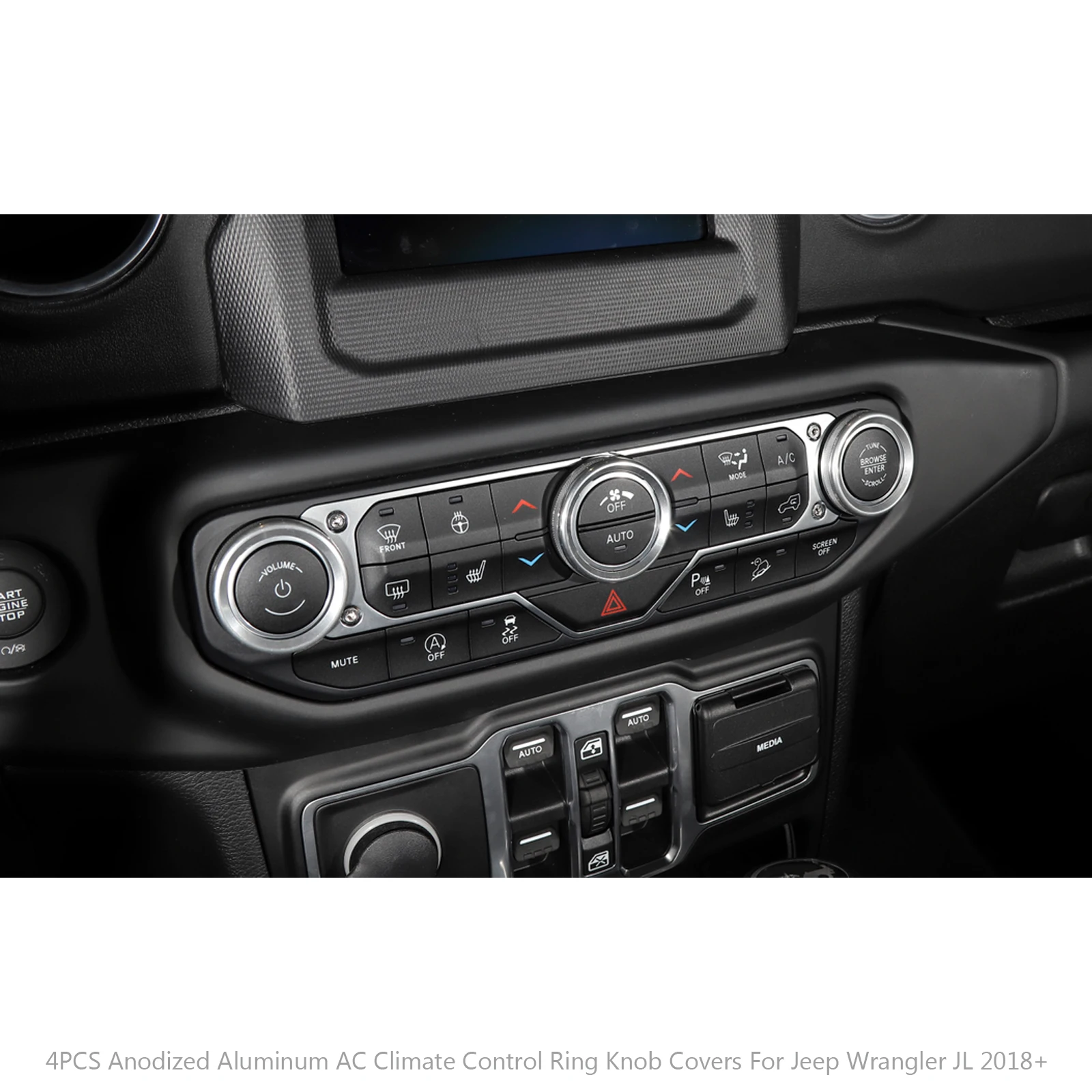 Areyourshop 4 шт. алюминиевый AC Climate control кольцо чехол для ручек для Jeep Wrangler JL+ ручка управления кольцо чехлы автомобильные запчасти