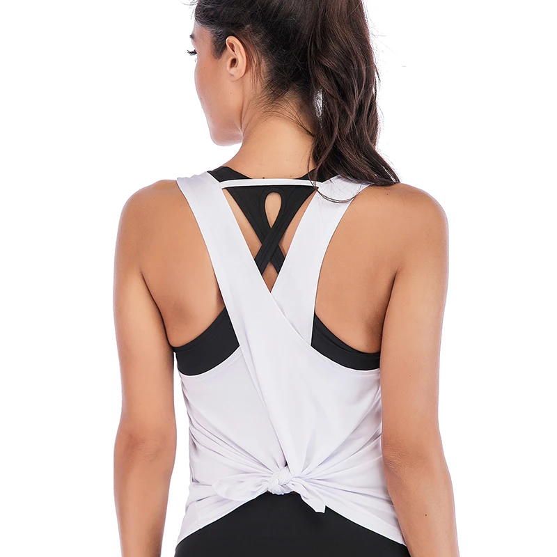 LEOQ Seamless Yoga Shirts Both Wear Sports Crop Top Workout Women Sleeveless Backless Gym Tops Athletic Fitness Vest Active Wear