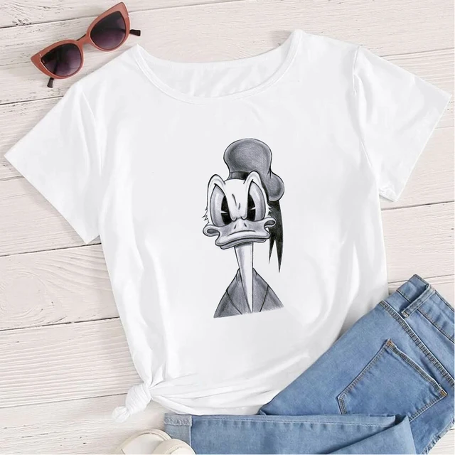 Women's Clothing Summer 2022 Mickey Minnie Mouse Disney Short Sleeve T-shirts for Girls Funny Fashion Streetwear Woman Shirt 12-20AC3022-T-White