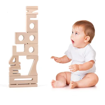

Big Size Wooden Blocks Toys Digital Balance Pieces Safety Wooden for Children