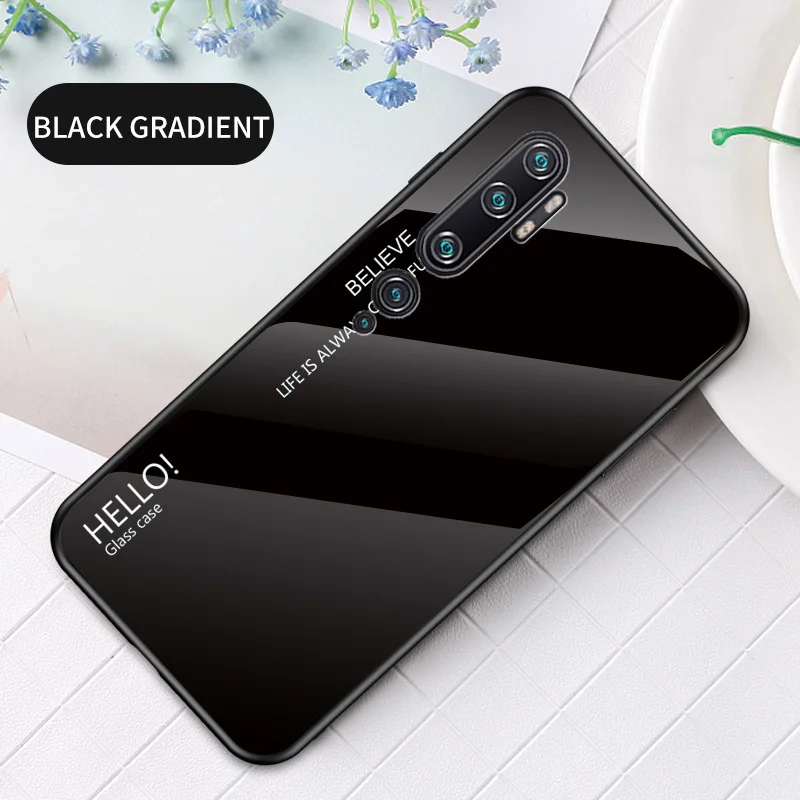 Для Xiaomi mi 9 Pro 5G CC9 Pro mi Note 10 Pro Чехол из закаленного стекла с градиентом чехол для Xiao mi Red mi Note 8T чехол - Цвет: Black
