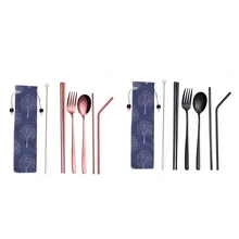 2 шт Черная/Розовая Золотая нержавеющая сталь креативная титановая Экологически чистая портативная посуда 304 ложка из нержавеющей стали