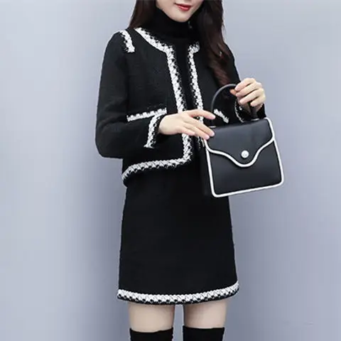 

Sweater Suit Women's Skirt 2020 New Style for Autumn and Winter Elegant Graceful Skirt Knitted Cardigan Two-Piece Set