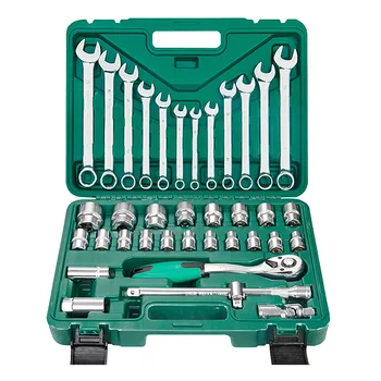 Cheap 37pcs Socket Ratchet Car Repair Tool Wrench Set Head Ratchet Pawl Socket Spanner Screwdriver Professional Metalworking Tool Kit