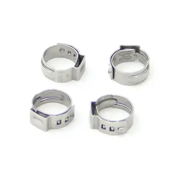 

20.9-24.1 mm Pinch Clamps Stepless Single Ear Tight-Seal Vibration-Resistant for Firm Hose and Tube 304 Stainless Steel Pack 50
