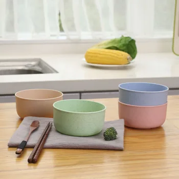 

Wheat Straw Bowl Plastic Household Noodles Rice Soup Bowl Tableware Children's Bowl Tableware Commodity Round Plastic Bowl