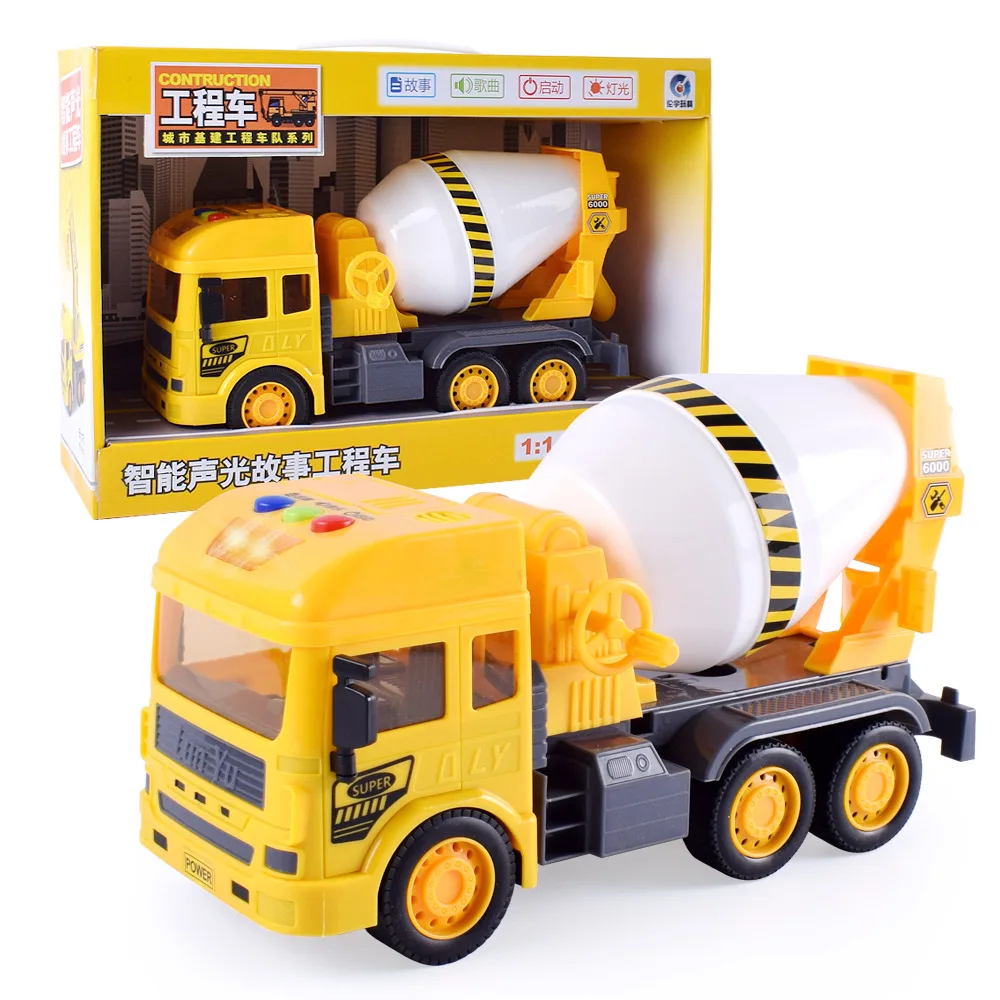 

Large Size 1:14 Children Model Inertia Engineering Vehicle Baby Sound And Light Story Excavator Mixer Truck Model Toy