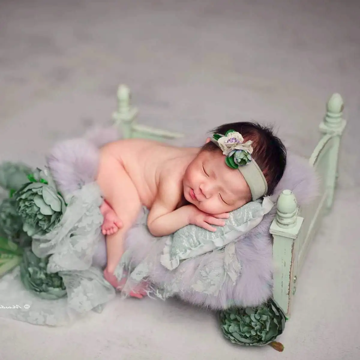 Bioby Ретро деревянная кровать новорожденный фотосессия реквизит детский студийный фон для фотосъемки шпаргалки розовый/фиолетовый/зеленый/небесно-голубой