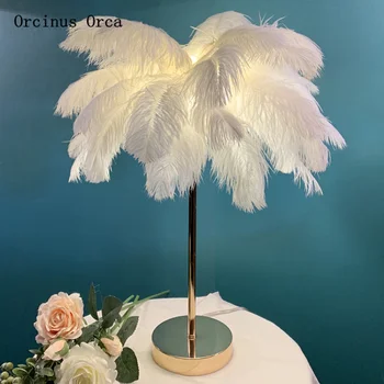 

Nordic modern romantic white feather desk lamp Girl Bedroom children's room lamp creative warm LED decorative desk lamp