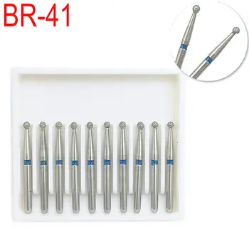 

10PCS Dental Diamond Burs Drill Ball Round Type Dia-burs Medium FG 1.6M for High Speed Handpiece BR-41