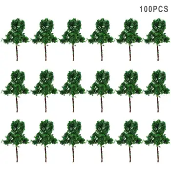 100pcs/200pcs N Z Scale Model Trees 1:200 Deep Green Iron Wire Trees Railway 3cm Train Layout D3010