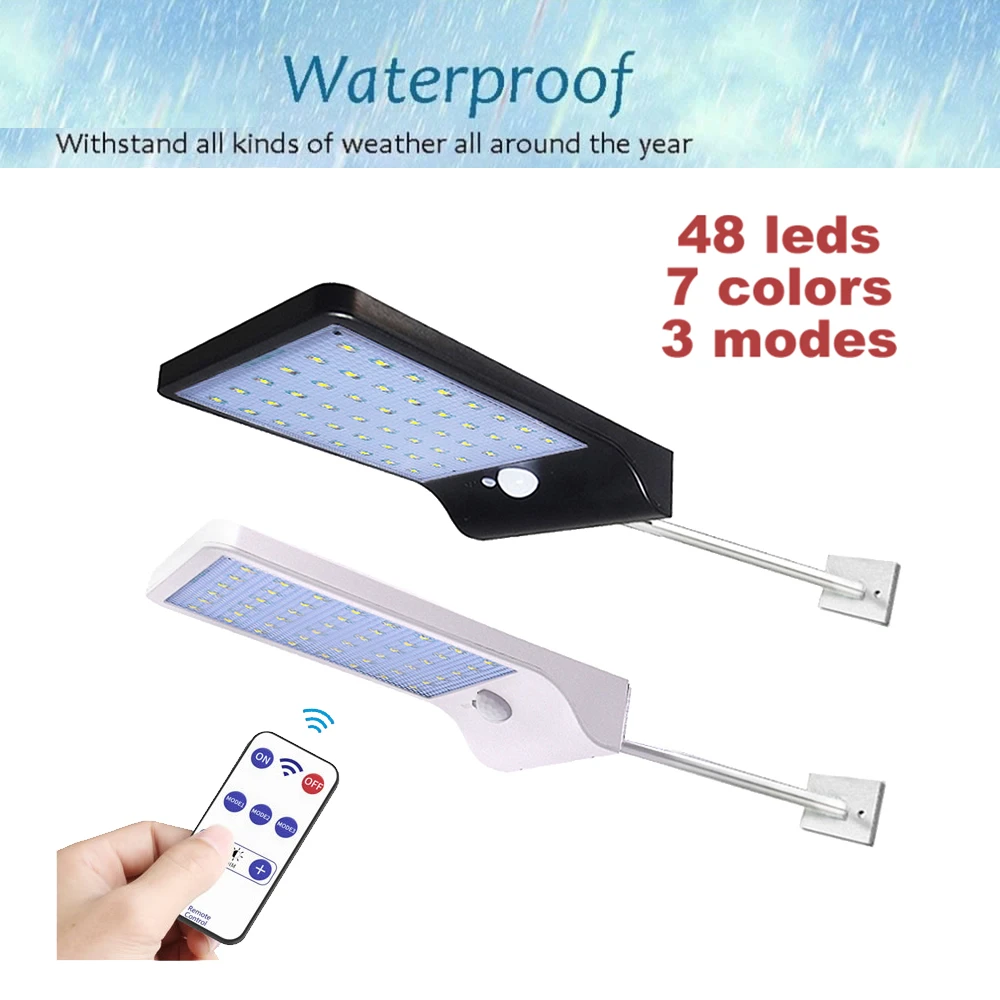 

remote 36/48 LED Waterproof Outdoor Garden Wall Fence street security solar lamp motion sensor for garden yard pathway p