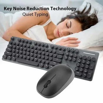 

2.4GHz Wireless Gaming Keyboard & Mouse Combo Set Standard Full Size Black Compatible Portable USB Keyboard Mouse Set