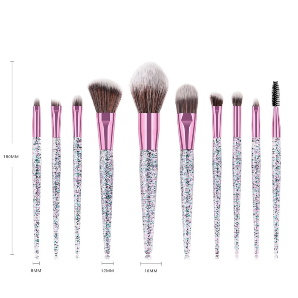 10pcs Crystal 10 шт./компл. бокал для шампанского набор кистей для макияжа make up основа для макияжа лица Косметическая пудра Румяна Тени для век Kabuki смешение Косметика Кисть инструмент для красоты - Handle Color: 10pcs Crystal