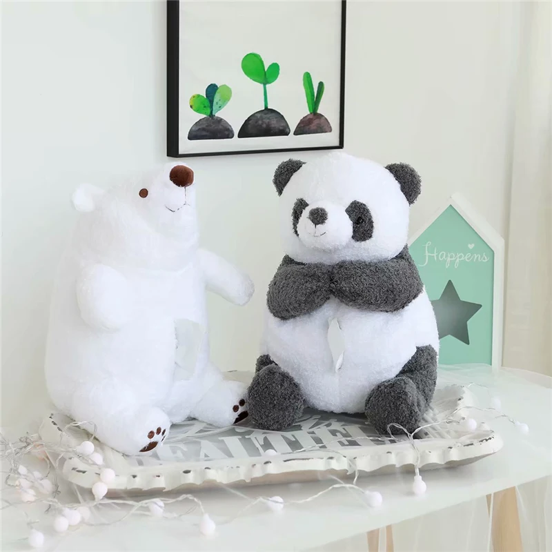 Высококачественная Реалистичная панда плюшевый полярный медведь игрушка кукла плюшевые животные из бумажек коробка игрушечная панда