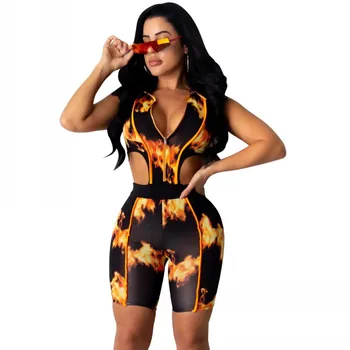 

Casual Sporty Playsuit Womens Workout Biker Zipper Bodycon Sleeveless Jumpsuit Hip Wrap Hollow Out Beach Club Party Sexy Rompers