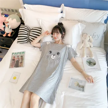 

Women's Cartoon pattern printing Nightgown Sleepwear loose and comfortable nightdress Sleepshirts Dresses Casual home clothing