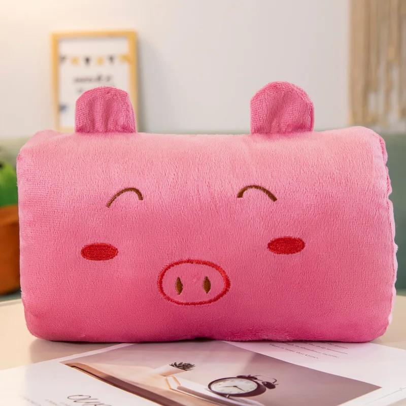 Pink pig Мультяшные животные, грелка для рук, подушка 30 см* 25 см, плюшевая грелка для рук с героями мультфильмов, подушка для рук, подарок на праздник - Цвет: Pink pig