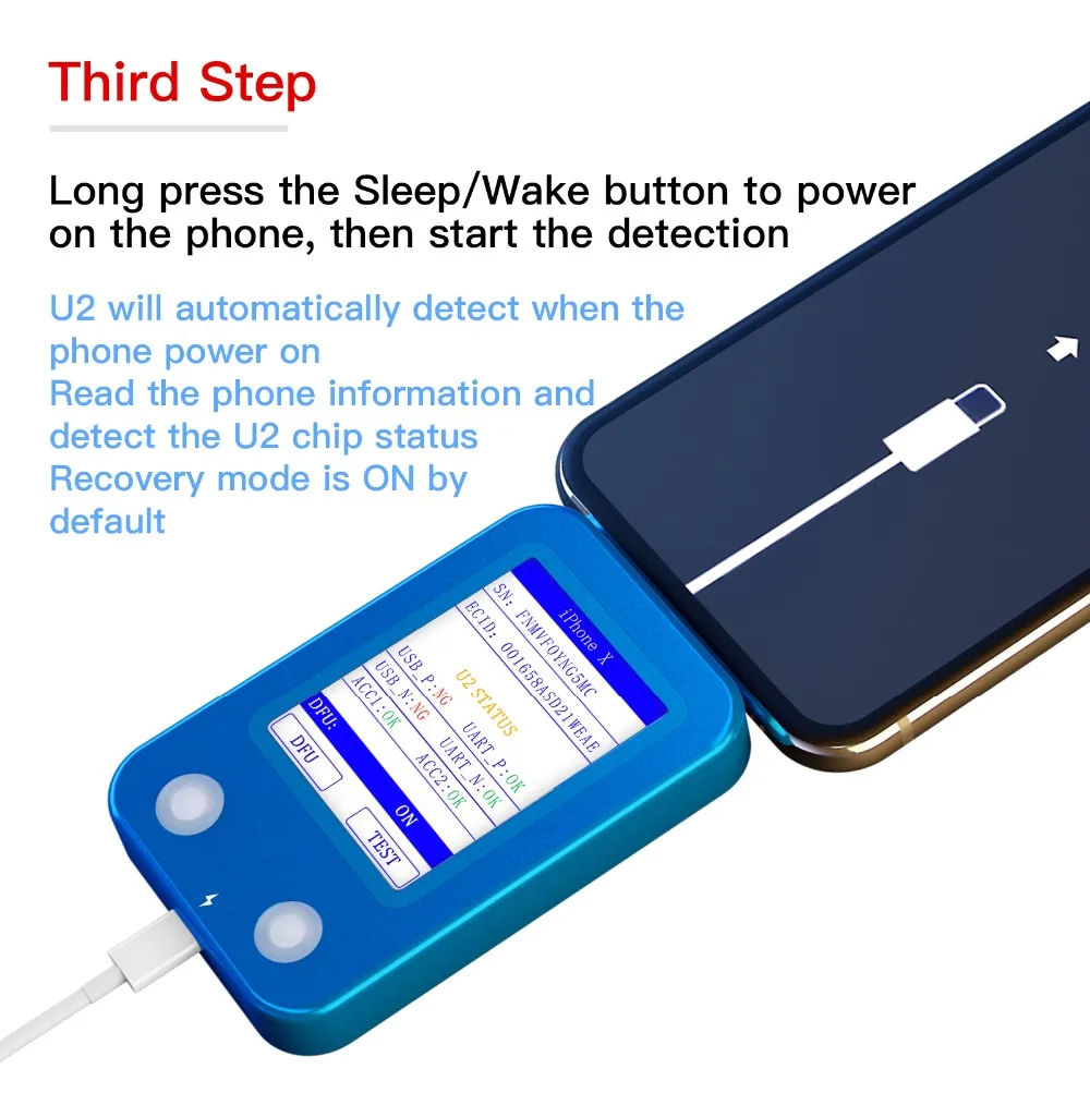 JC U2 Быстрый детектор для iPhone U2 заряд IC дефект Быстрый тестер SN серийный номер детектор считыватель для отключенного ID кода доступа