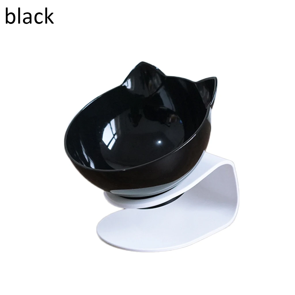 Trasparent миска для кошки с приподнятая подставка для кошек миска для кормления двойные чаши Нескользящая чаша кормушка для пищи для кошек собак аксессуары для домашних животных - Цвет: Black Single