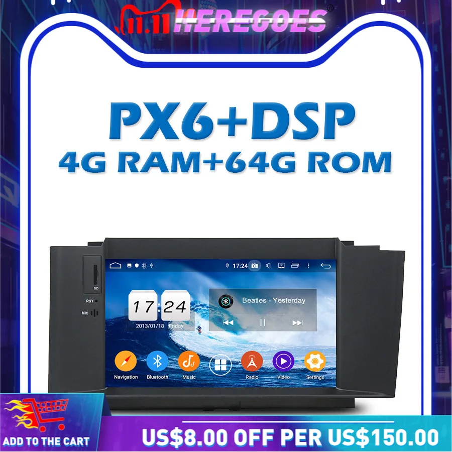 Автомобильный DVD-плеер PX6 IPS DSP Android 9. 0 64G GPS RDS Авто радио wifi Bluetooth 10 для Citroen C4 C4L DS4 5