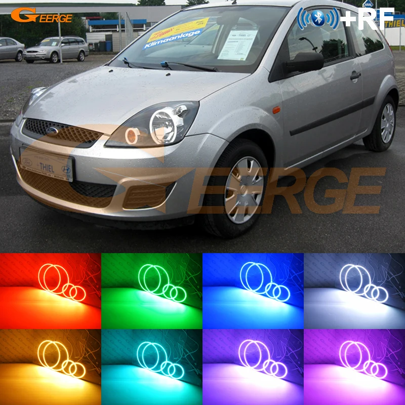 

For ford fiesta facelift Mk6.5 2005 2006 2007 2008 RF remote Bluetooth App Multi-Color Ultra bright RGB LED Angel Eyes kit